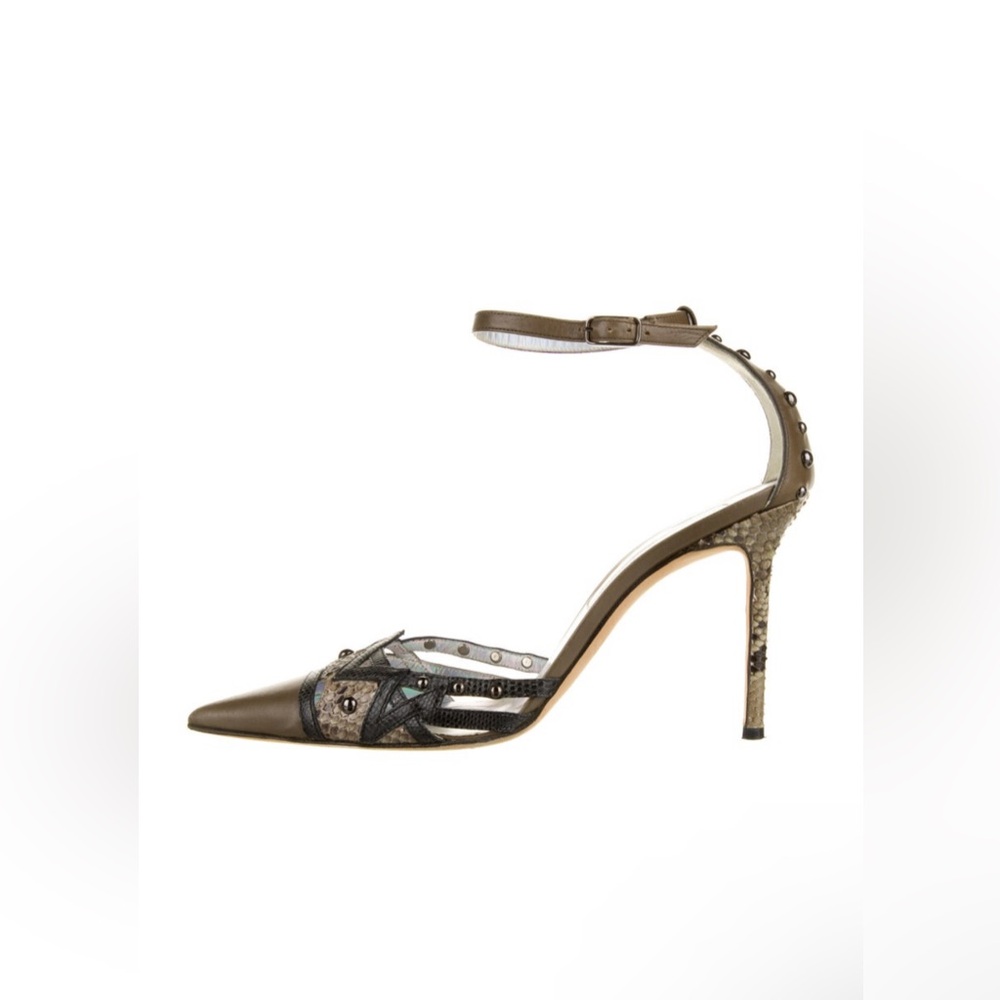 Christian Lacroix Snakeskin Studded Accents Pumps in good condition.